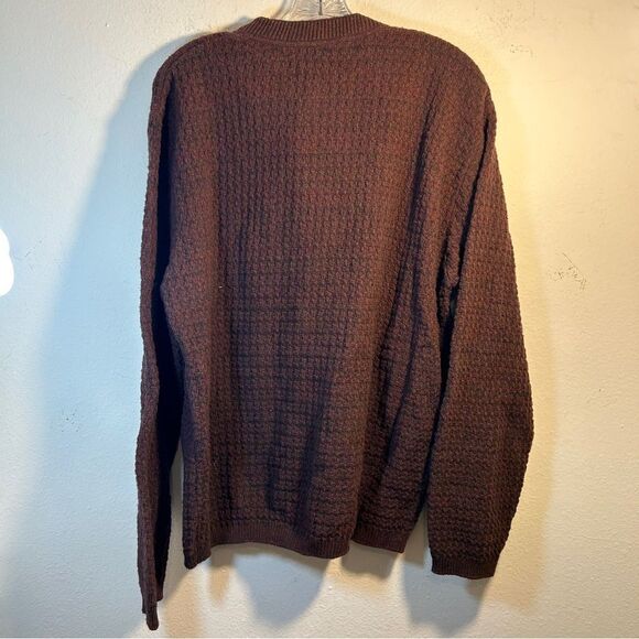 OSCAR DE LA RENTA MENS SWEATER XL BROWN HENLEY ACADEMIA EVERYDAY COZY CABIN - Picture 9 of 11